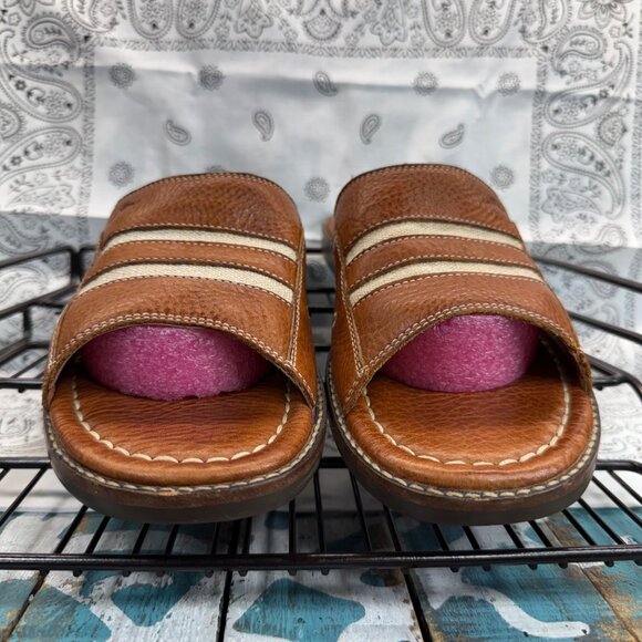 Tommy Bahama Anchors Away Leather Slide/Sandals Mens size 8M Tan EUC main image 6